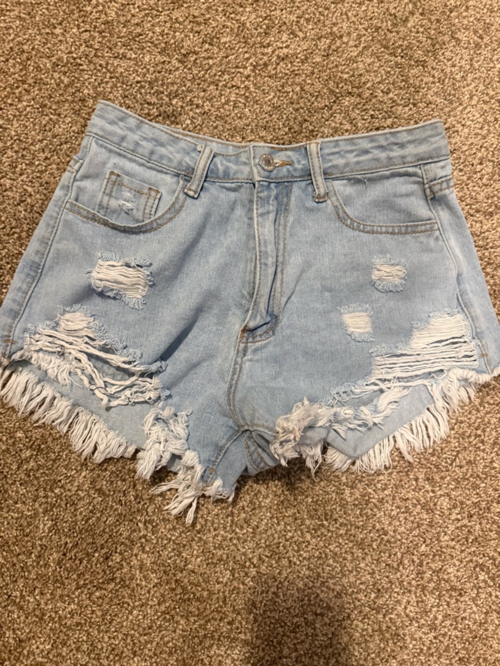 Light Blue Distressed Denim Women’s Shorts